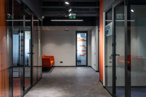 Modern, premium office corridor interior