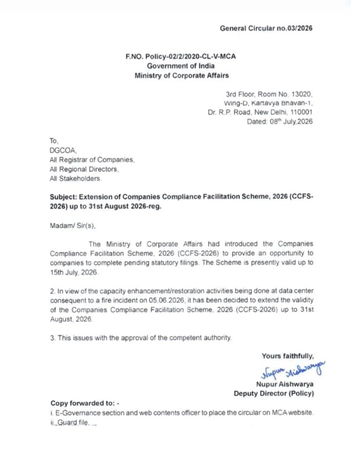 CCFS Official Circular